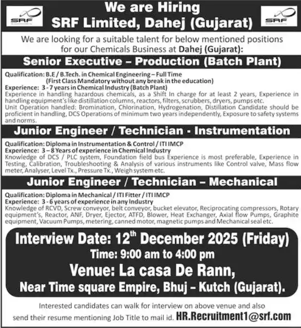SRF Recruitment 2025